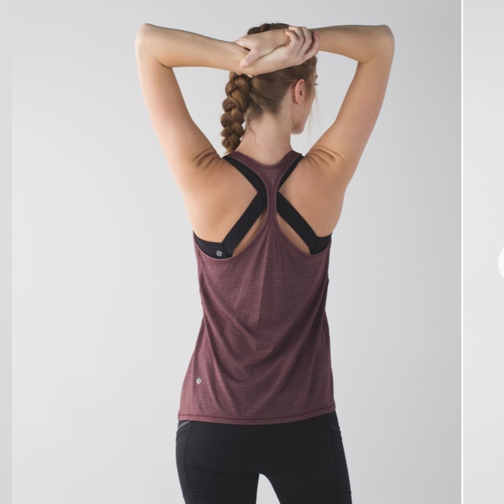 Lululemon Sweat It Out Racer - Yoga Running Sports Tank Top Heathered Bordeaux